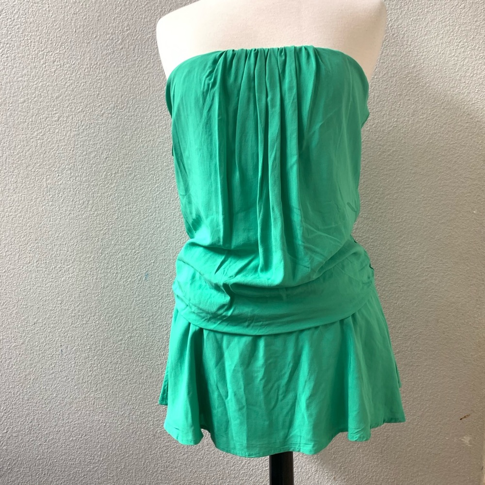 SARA BOO strapless draped green padded top womens S